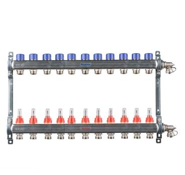 Edelstahl Heizkreisverteiler für FBH - 11 Heizkreise