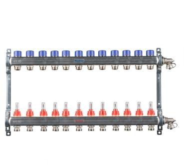 Edelstahl Heizkreisverteiler für FBH - 12 Heizkreise