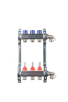 Edelstahl Heizkreisverteiler für FBH - 3 Heizkreise