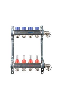 Edelstahl Heizkreisverteiler für FBH - 4 Heizkreise