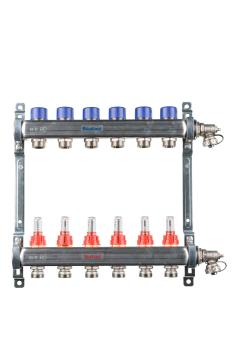 Edelstahl Heizkreisverteiler für FBH - 6 Heizkreise