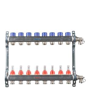Edelstahl Heizkreisverteiler für FBH - 8 Heizkreise